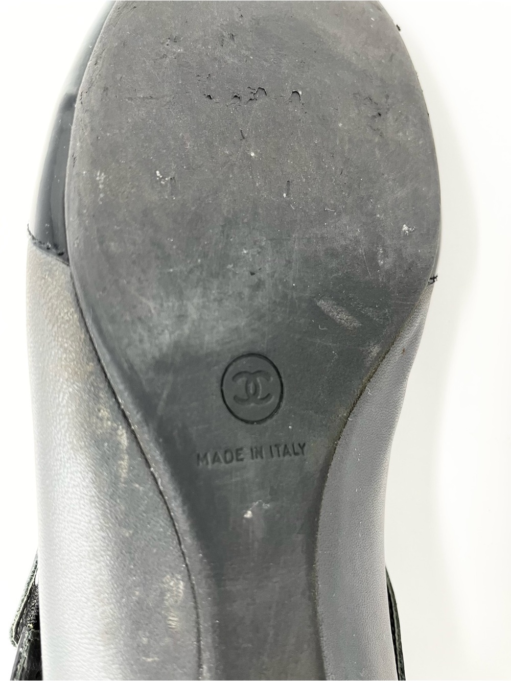 Chanel Mary Jane Janes Ballet Flats Black Gray Cap Toe Two Tone CC Logo 40 10 - Picture 10 of 12